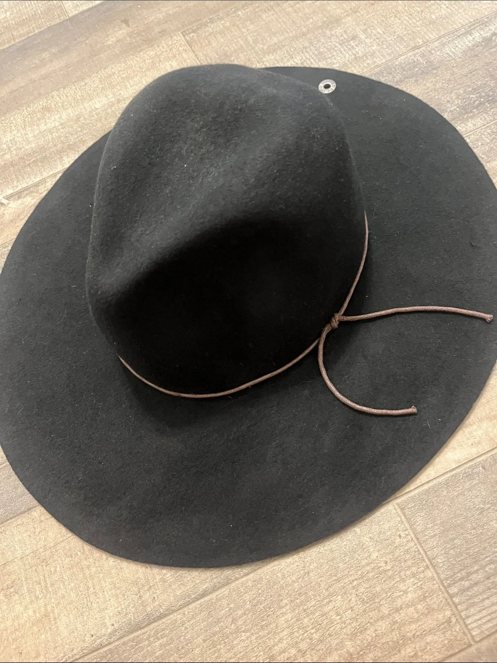 Peter Grimm Black Wool Wide 3 3/4” brim Wool Floppy Hat with Branded Interior - Picture 3 of 10